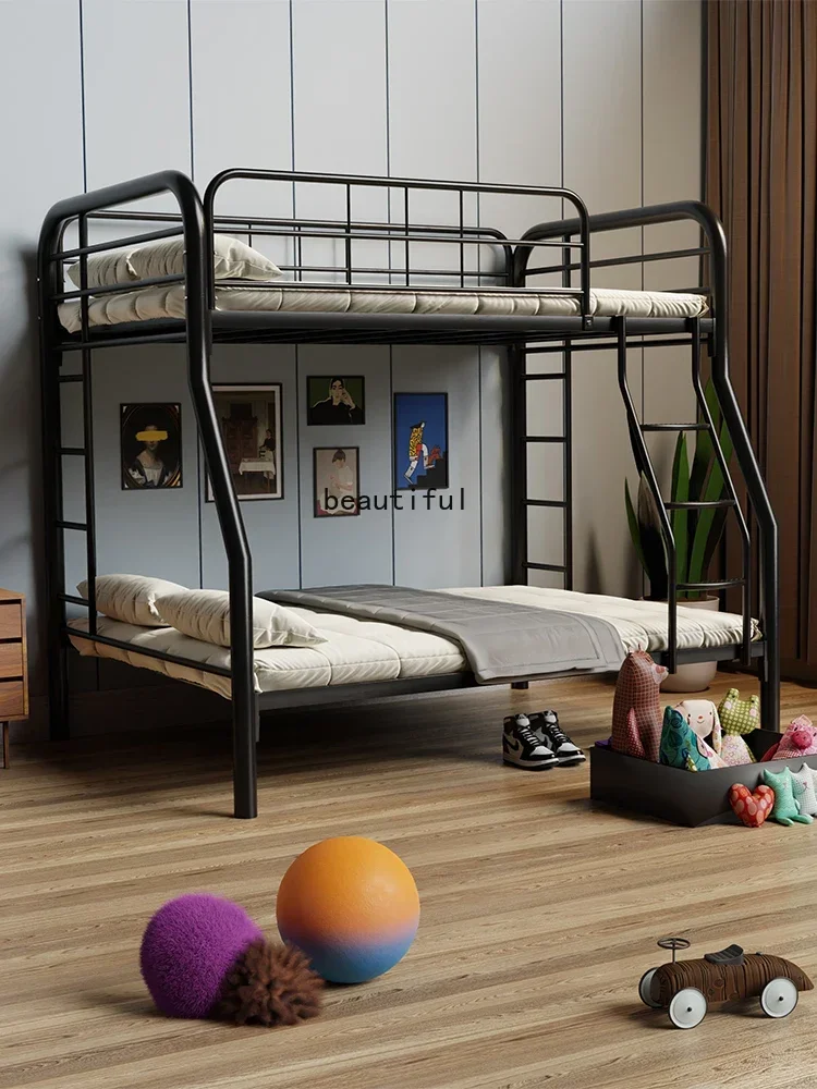 

Компактная двухъярусная железная кровать для взрослых с регулировкой высоты, для использования на чердаке