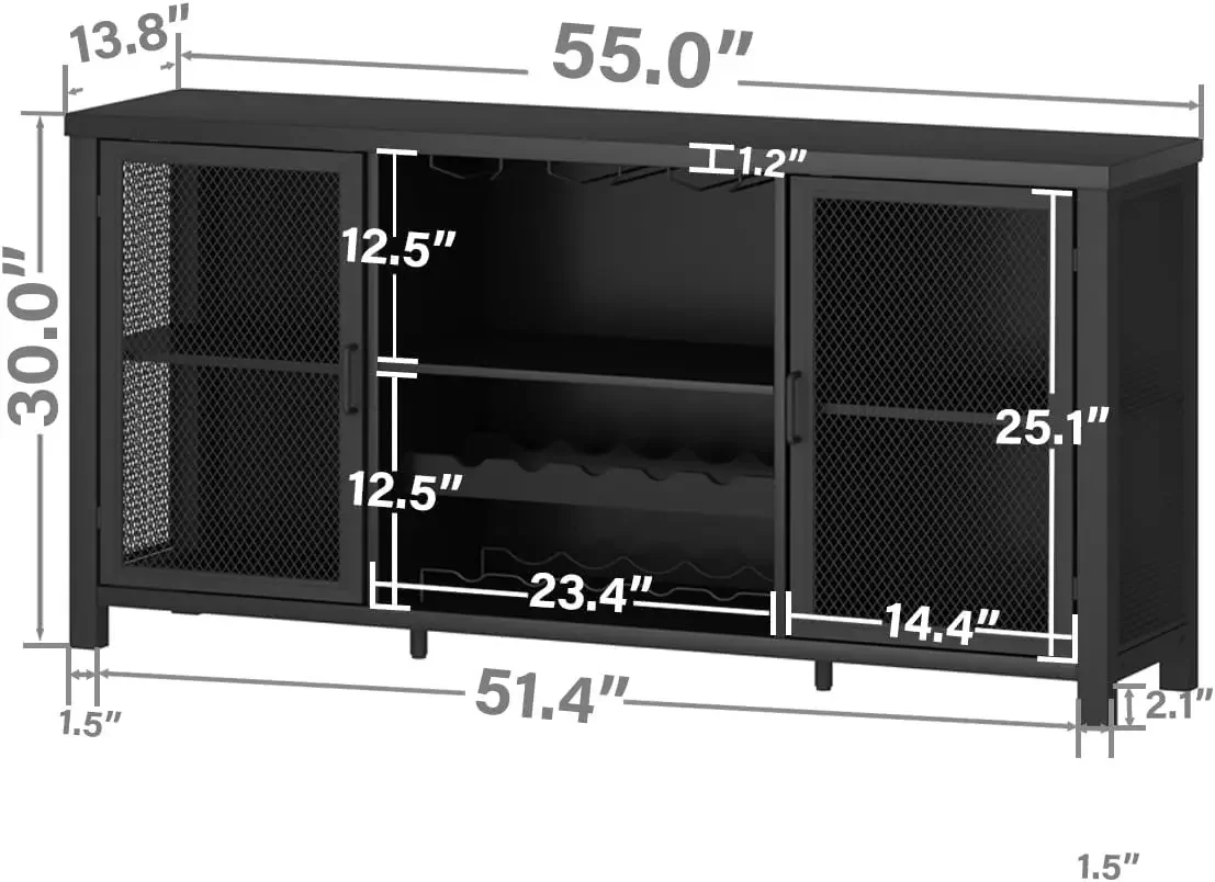 ตู้บาร์ไวน์ดํา, ตู้บาร์กาแฟพร้อมที่เก็บของ, ตู้บุฟเฟ่ต์ครัวบ้านไร่พร้อมชั้นวางสําหรับสุราและกาแฟ
