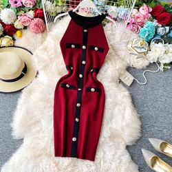 YuooMuoo Sexy Chic Knit Wrap Hips Mini Dress Korean Fashion Summer White Black Buttons Party Vestidos Streetwear Women Dresses