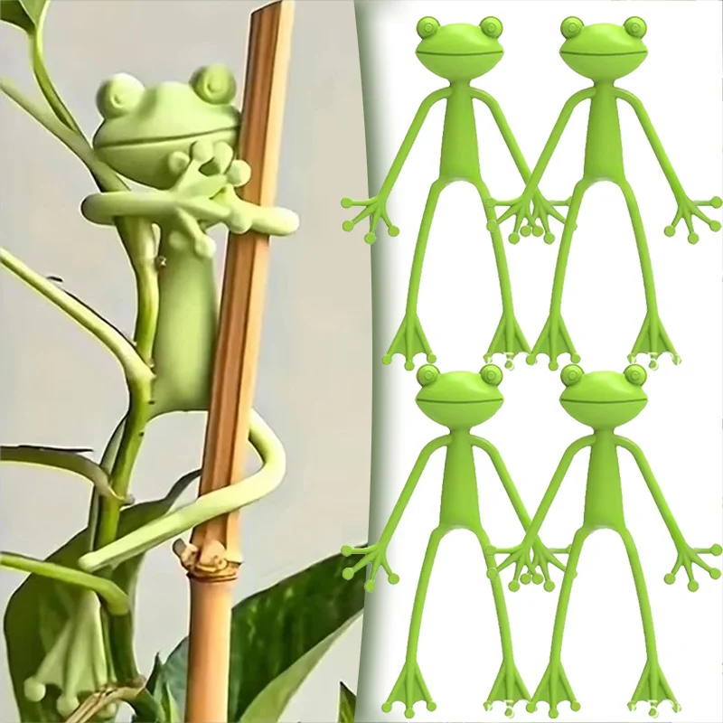 Cute Frog Plant Clips 1/2/3/4/5Pcs Green Plastic Stem Fixer for Vines Branches Flower Stems Garden Pots Daily Organizing TMZ
