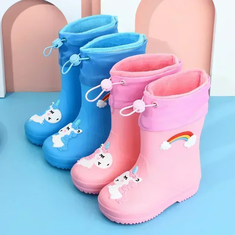 New Four Seasons Kids Cartoon Rain Boots Children Non-slip Soft Sole Waterproof Shoes Boys Girls Outdoor Water Shoes Casual Shoe