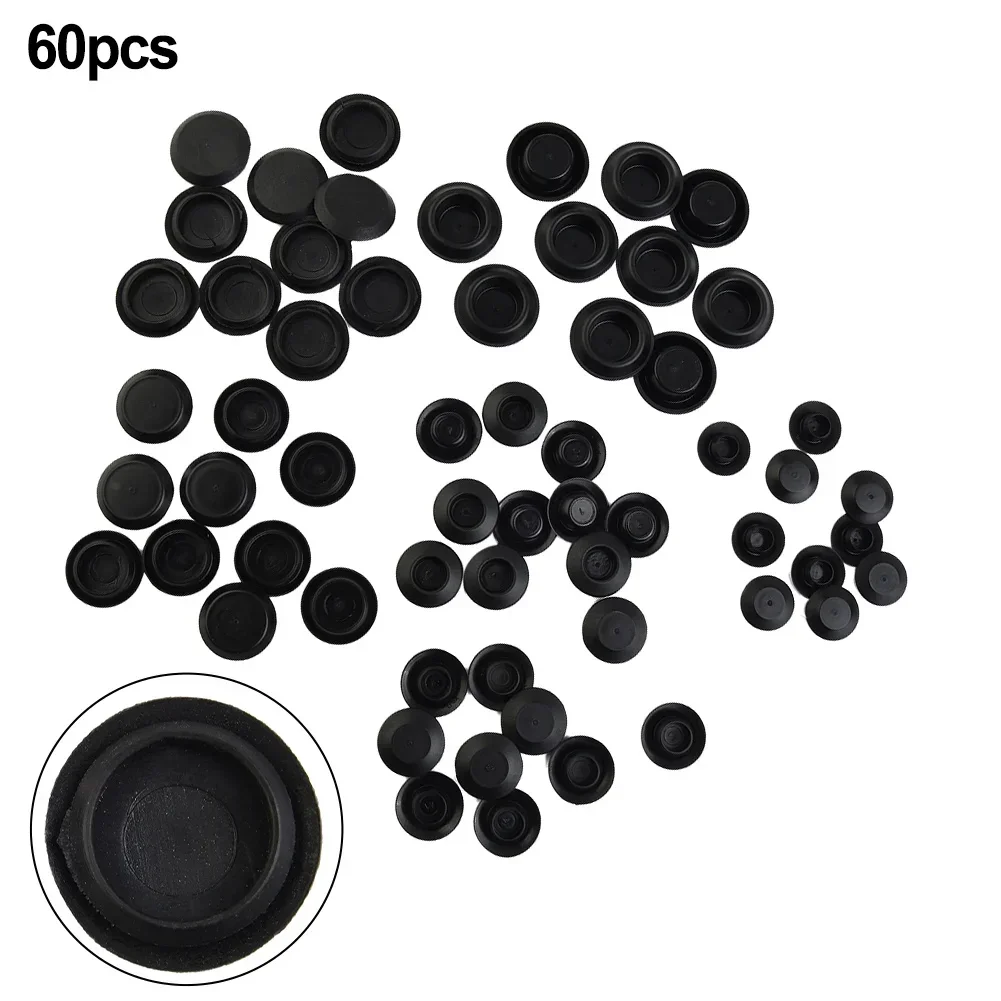 60pcs Flush Mount Plastic Hole Plug Assortment Auto Body Sheet Metal Pipe Hole Plug Cover Screw Cap Blanking End Cover