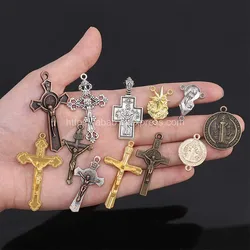 Catholic Gold Connector Necklace Bracelet Connector Gold Plated, Many Jesus Christ Statue Necklace Bracelet Triangle Medal,