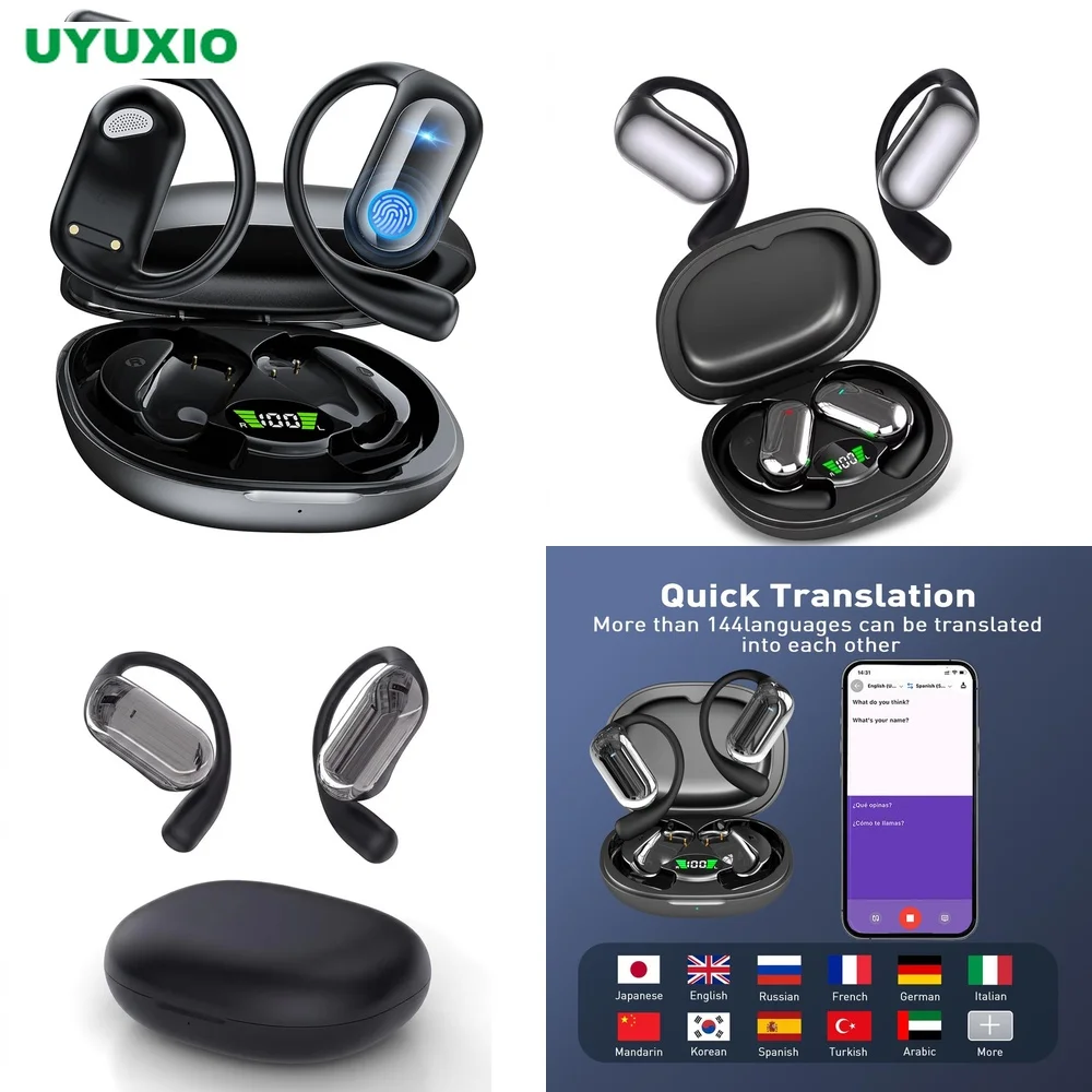 Professional Translator Headphones 4 Modes OWS 144 Languages BT 5.4 Real-Time Translation Open-Ear OWS Earbuds No Subscription