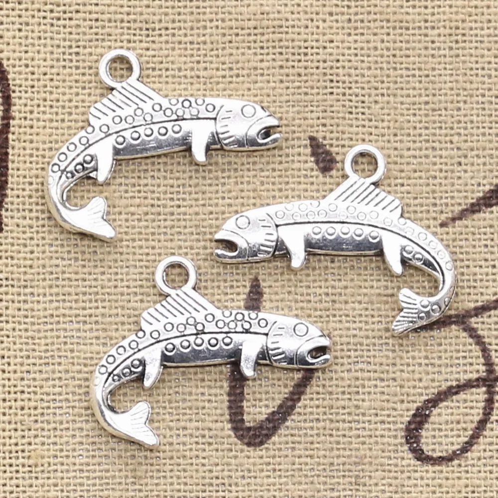 15pcs Charms Eel Fish 24x18mm Antique Silver Color Plated Pendants Making DIY Handmade Tibetan Silver Color Jewelry