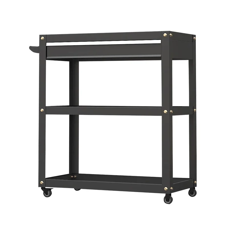 Brake Lockable Tool Cart With Side Hanging Panel For Automotive Repair Workshop Mobile Service Parts Trolley Heavy Duty Steel