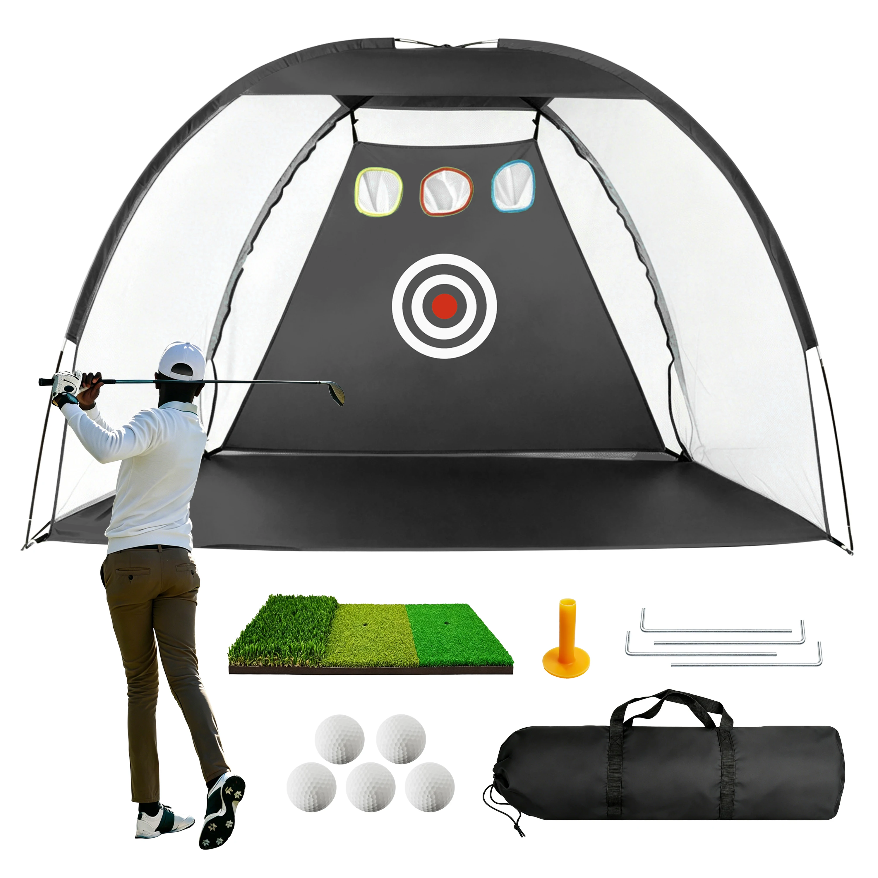 

Golf Practice Net with Hitting Mat Chipping Swing Training Aid for Golfers