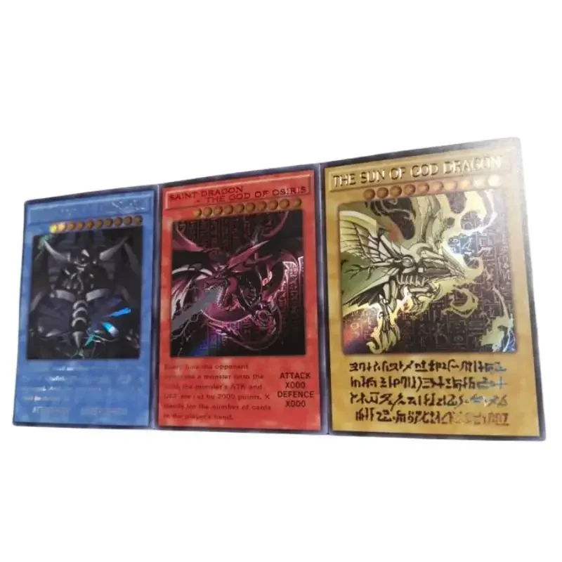 3Pcs/set Yu-Gi-Oh Slifer The Sky Dragon Obelisk The Tormentor The Winged Dragon of Ra Self Made Classic Serie Flash Collect Card