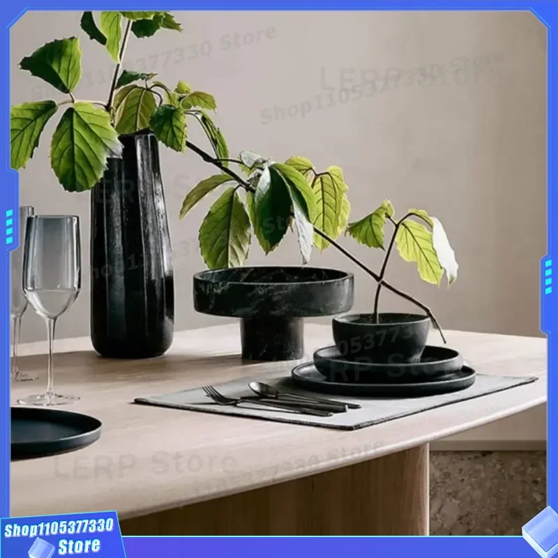 SAIDKOCC Natural Green Marble Round Tray D25.5x12.5CM Custom Logo Storage Plate for Fruit Home Hotel Decoration Accessories
