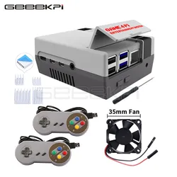 GeeekPi Jogo 3Pi/4Pi NES 3Pi/4Pi Estilo Caso Kit ABS 3510 Ventilador de resfriamento funcional Dissipatores de calor para Raspberry Pi 4 B ou 3B +/3B/2B