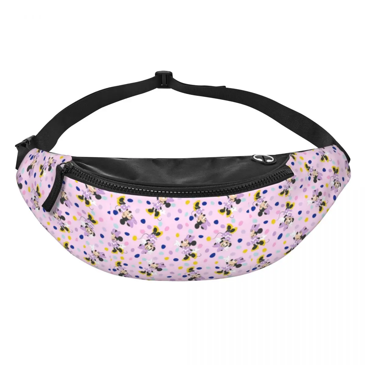 Custom Minnie Mouse Pink Purple Fanny Pack Men Women Crossbody Waist Bag for Running Phone Money Pouch