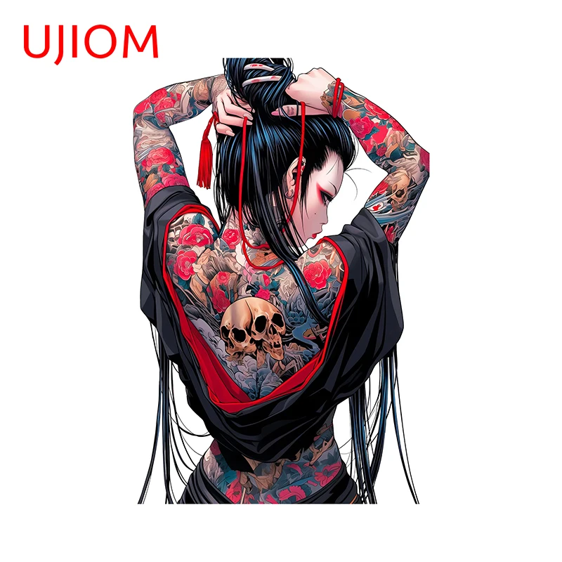 UJIOM Tattooed Girl Wall Sticker Beautiful Creative Eye Catching Artistic Trendy Graphics Decal Suitable For Smooth Surfaces