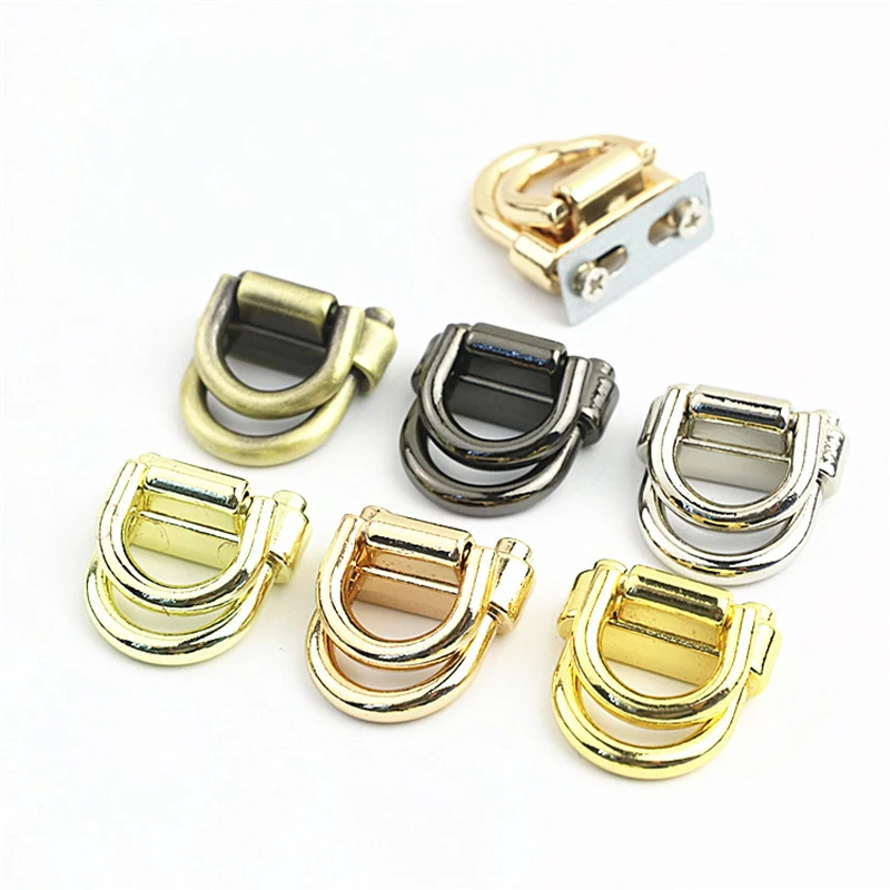 2Pcs D Buckle Double Rings Bag Side Edge Hang Buckle Metal Clip Clasp Diy Bag Strap Belt Handle Part Shoulder Bags Accessories