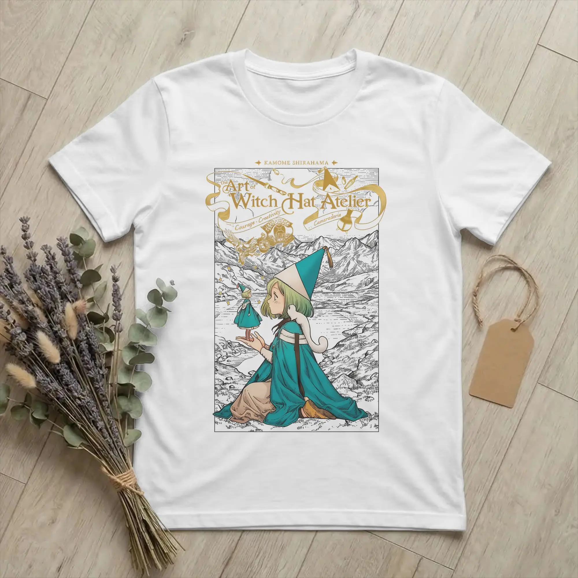 Camiseta Unissex de Algodão 100% com Estampa de Chapéu de Bruxa e Anime, Estilo Coco, Manga Curta, Gola Redonda, Tamanhos Grandes