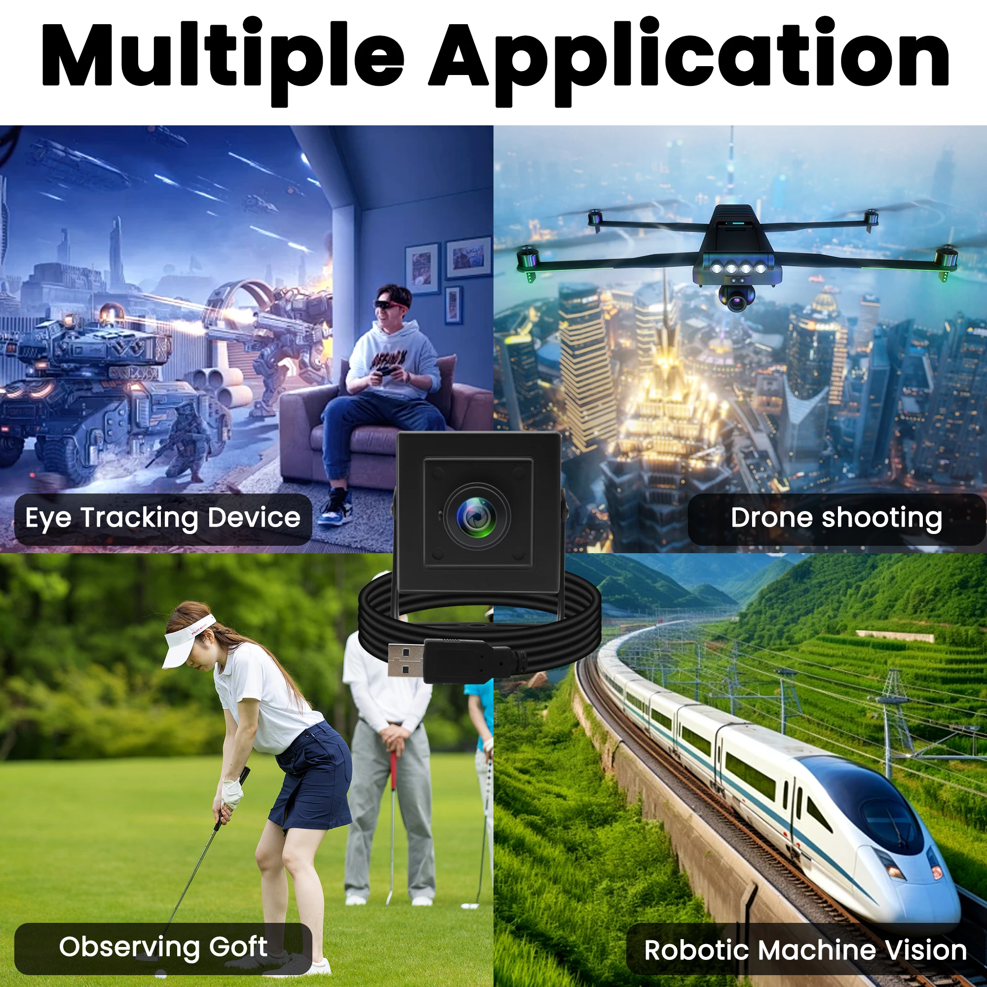 ELP 2MP USB Camera High Speed 260FPS@360P 120FPS@720P 60FPS@1080P 720P Video Webcam Wide Angle with Fisheye Lens for Security