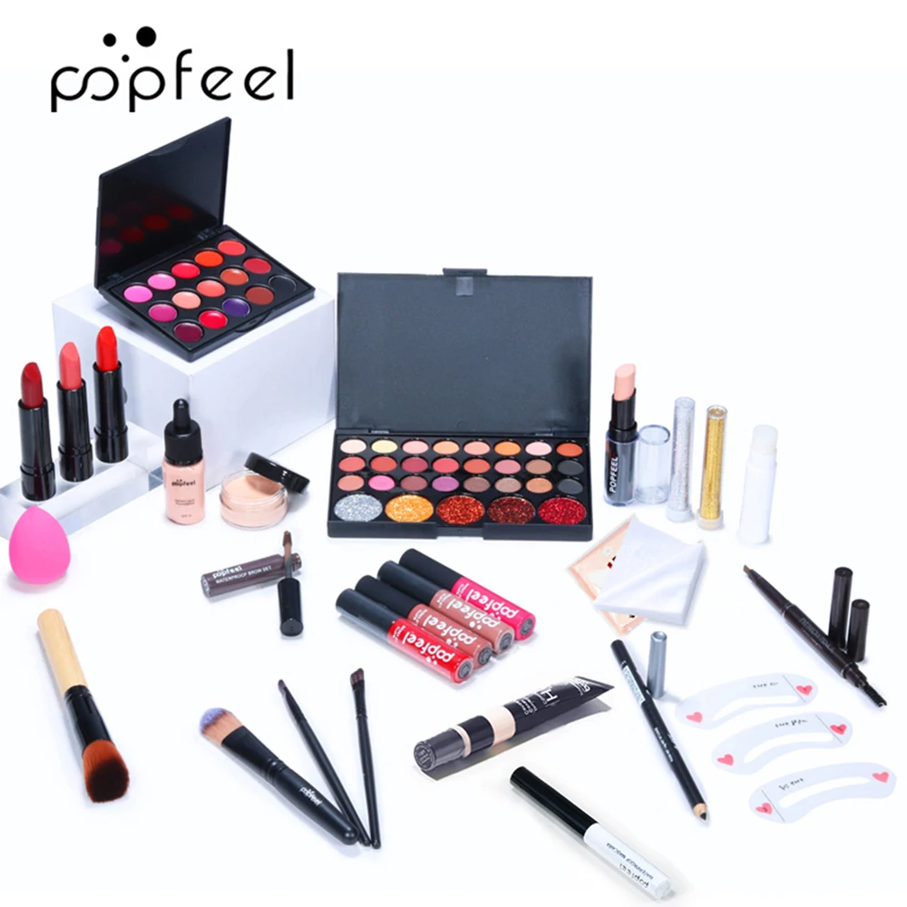 All in One Makeup Kit Full Makeup Kit Gift for Women Teen Girl Nude Eyeshadow Foundation Primer Brush Nude Lipgloss