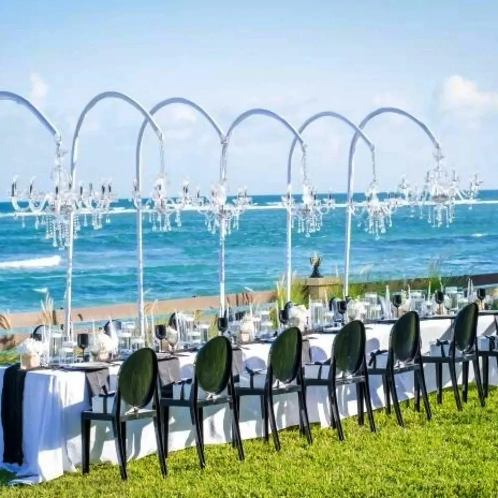 

3 Heads Adjustable Aluminum Alloy Wedding Backdrop Stand Silver Chandelier Stand Hook Hanger