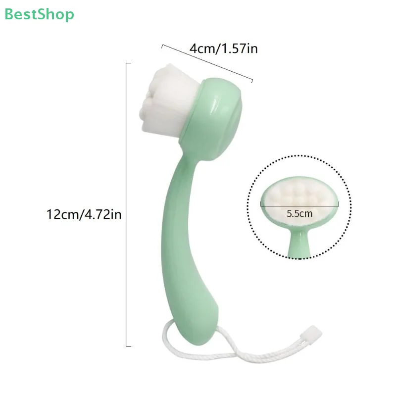 ♥ ♥ ♥ Spazzola per la pulizia manuale, spazzola per il viso a setole morbide con manico lungo per pulire i punti neri, rimuovere il trucco ed esfoliante