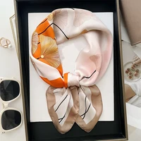 Ginkgo Leaf Printed Scarf Women's New Model Emulated Silk Plant Printed Scarfs Fashion Versatile Clothes Bag Accessories Scarf - Image 6