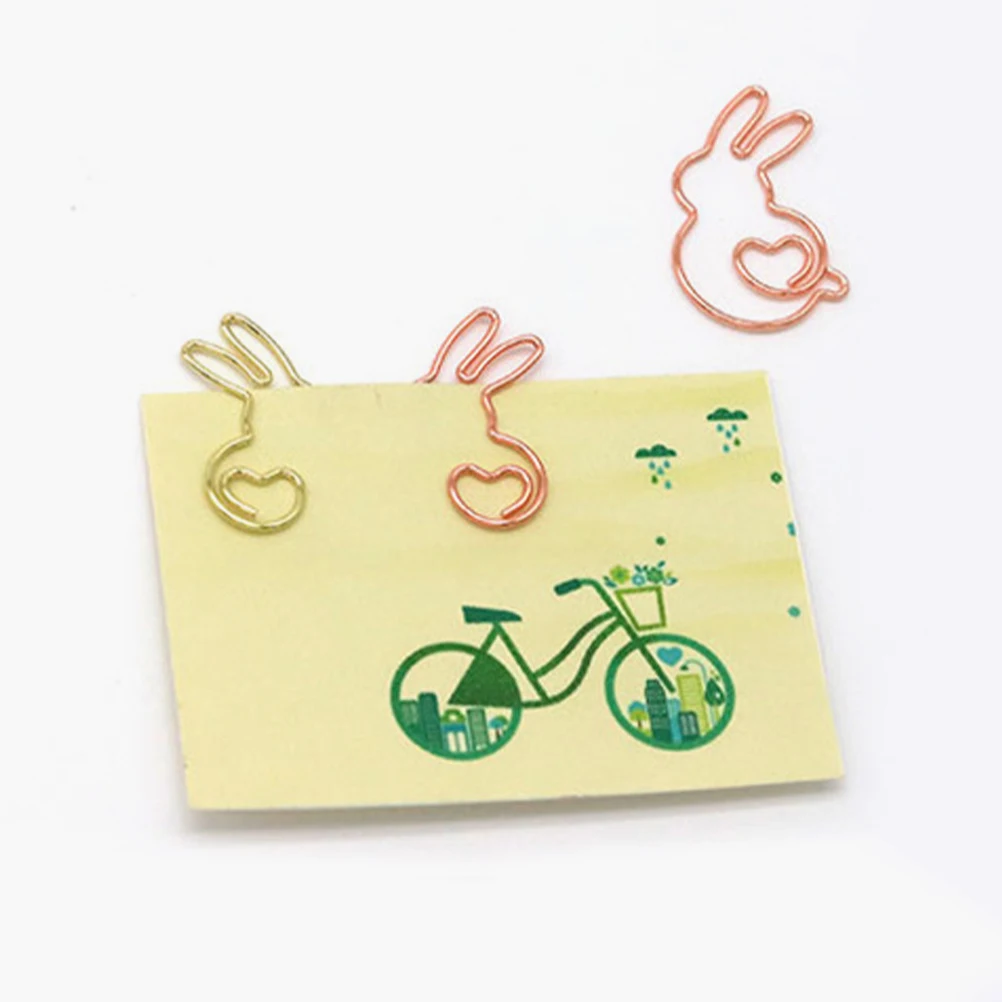 

20pcs Creative Paper Clips Bunny Fixing Clamps Cartoon Metal Marking Office School Supplies Golden Rose Gold Color