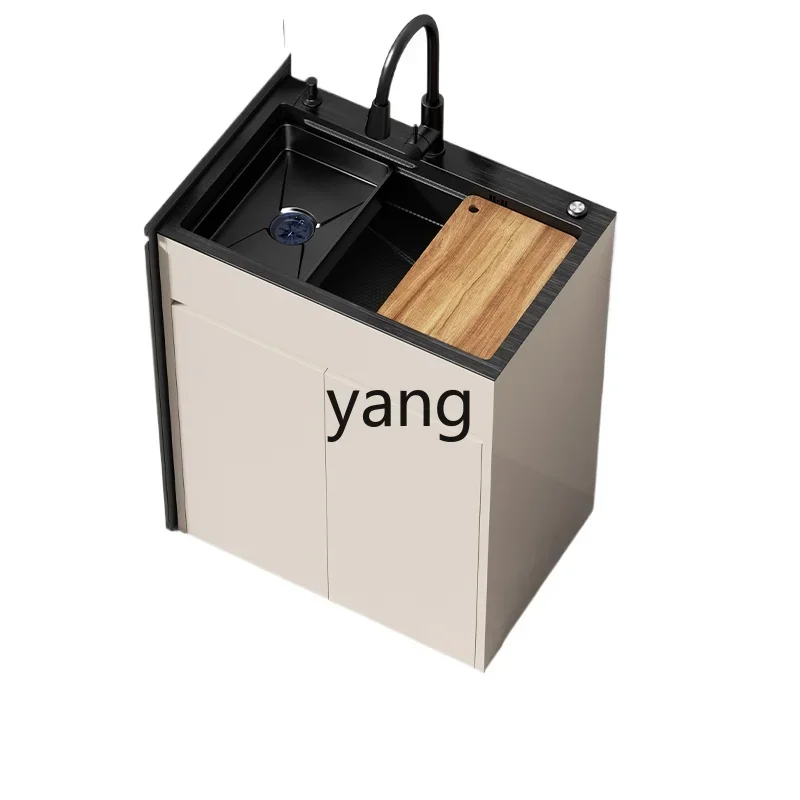 LH Kitchen Stainless Steel Vegetable Basin Integrated Cabinet Dishwashing Sink Basin Large Single Slot Floor-to-ceiling