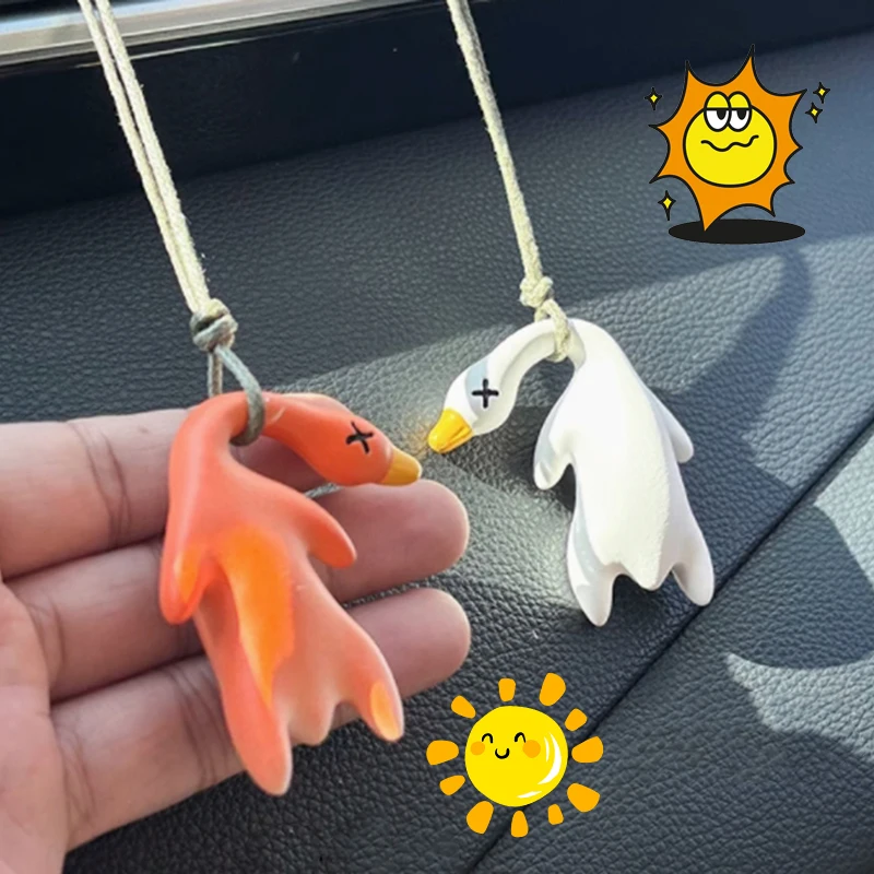 10pcs Color Changing Roast Duck Pendant Color Change Roasted Duck Goose Car Hanging Keychain Rearview Mirror Decoration Gift