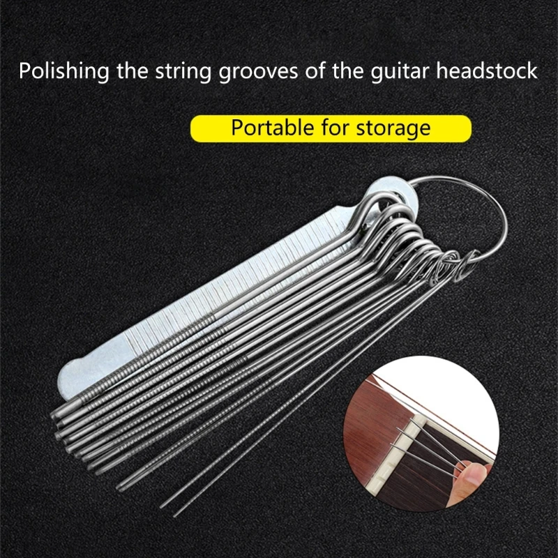 Fichier fente d'écrou guitare, tiges sciage cordes, outils réparation guitare, fichier d'affûtage