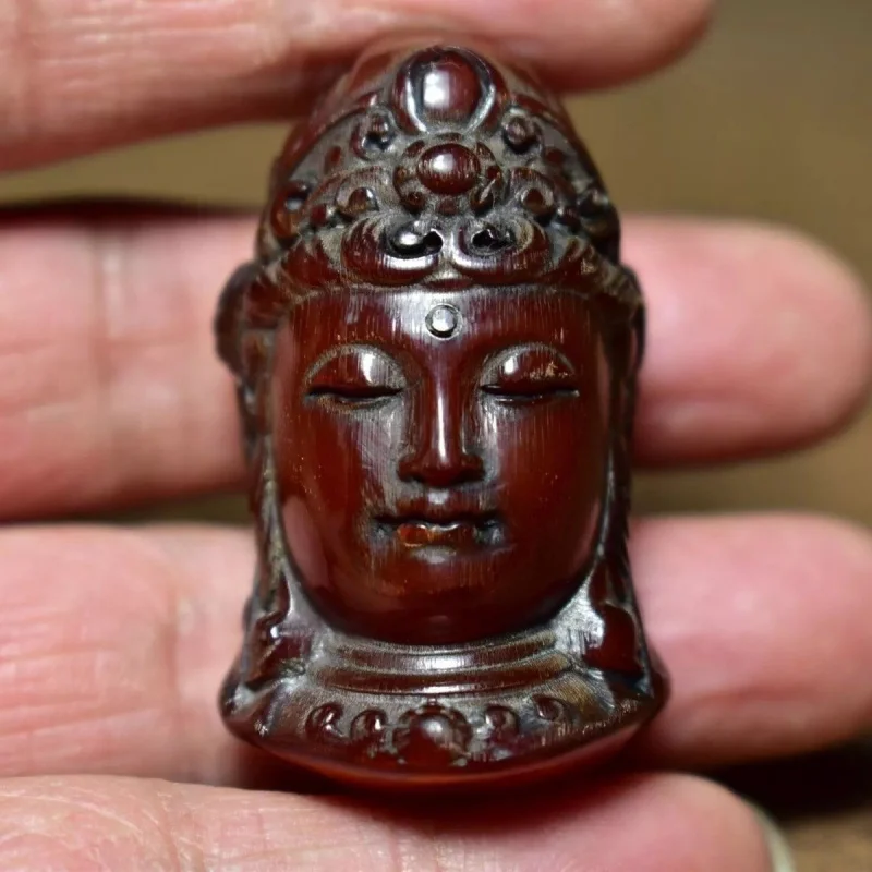 

Red Yak Skull Neck Hanging Carved Avalokitesvara Pendant Genuine High-End Ornament
