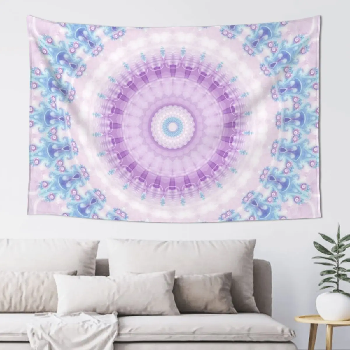 

Pastel Purple and Blue Mandala Tapestry Wall Art Outdoor Decoration Cute Room Decor Tapestry