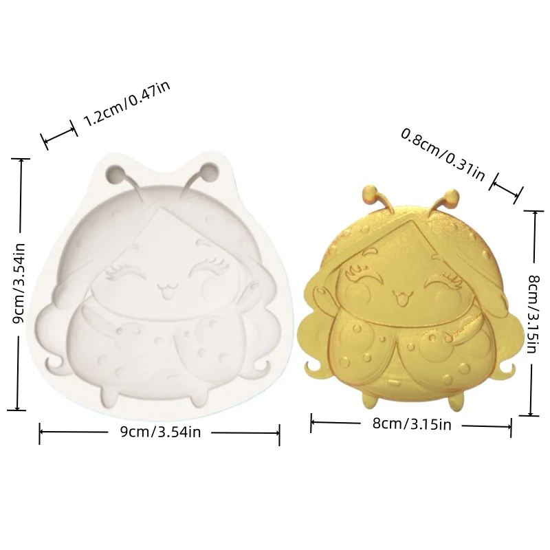 Playful Curly Hair Ladybug Mold, Fashionable and Cute Dessert Decoration Chocolate Making Silicone Mold