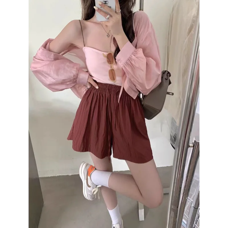 Zomer Damesshorts Sport Vrije tijd Los slank Nieuwe stijl Culottes Zomer Dun Hoge taille Wijde pijpen