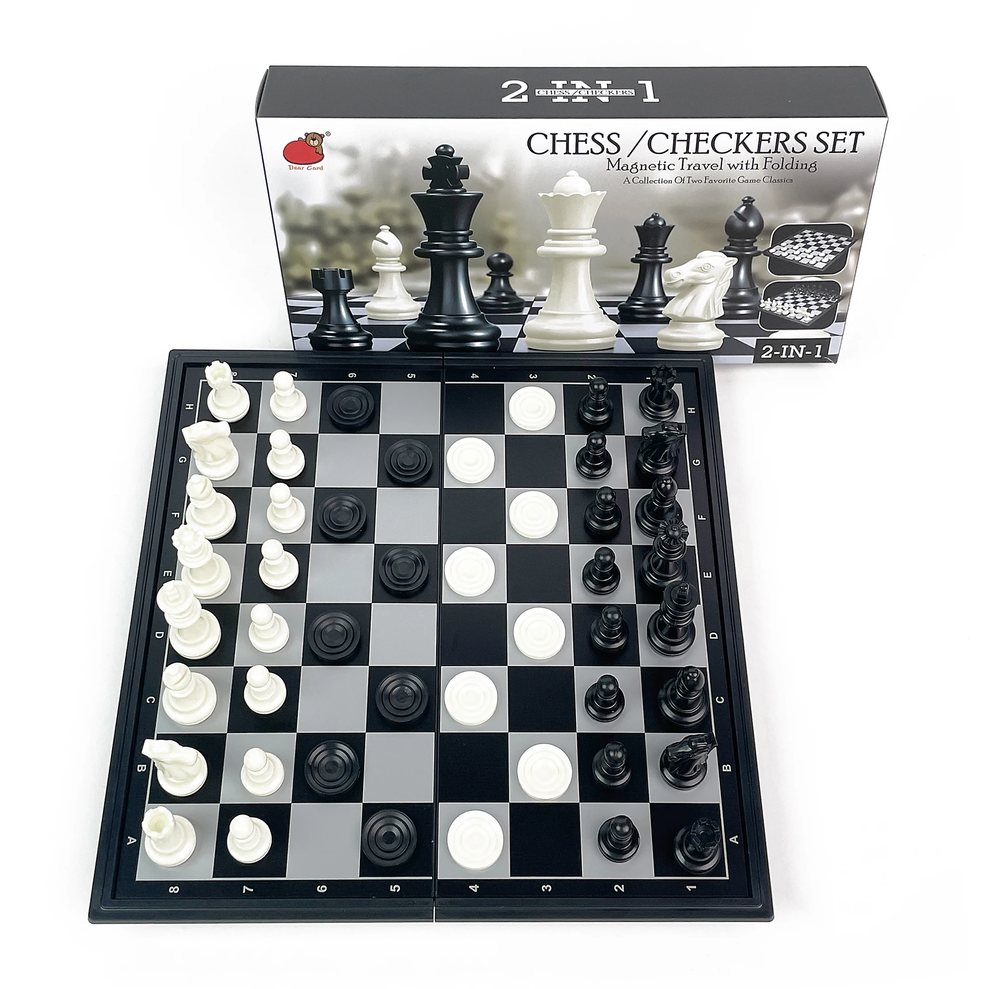 

Складная магнитная доска для шахмат и шашек 2-в-1, 25х25 см, портативный пластиковый настольный набор для путешествий и активного отдыха