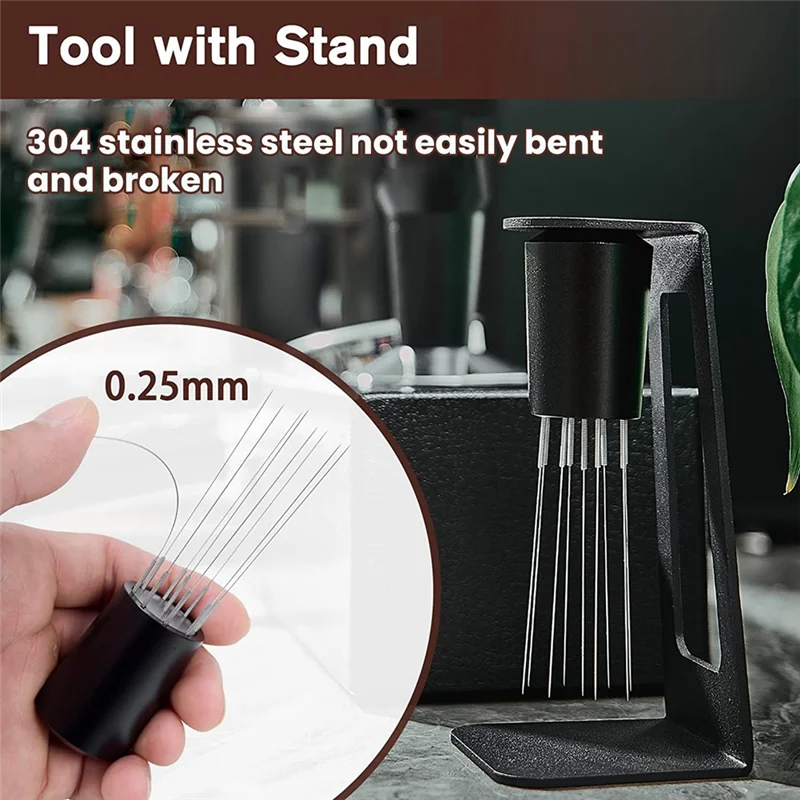 N98R 1Pcs WDT Tool Espresso Magnetic Coffee Stirrer Espresso Distribution Tool With Stand