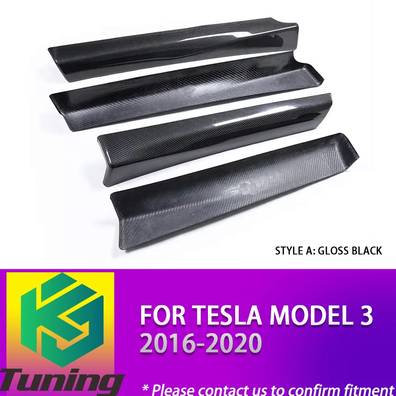 Add on Style Carbon Fiber Inner Door Panel Board Accessory Decoration Molding Trim Stickers for Tesla Model 3 16 17 18 19 20