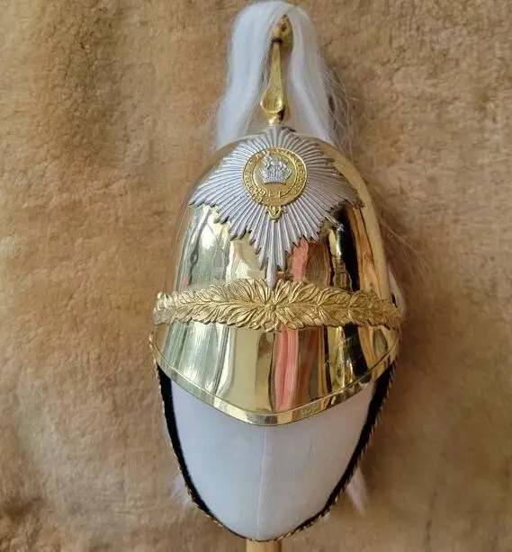 Britain Royal Knight Guards Helmet Men Gold Military Iron