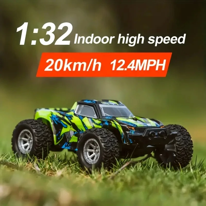 Szybki samochód terenowy RC w skali 1:32 - maksymalna prędkość 20 km/h, 2,4 GHz, terenowy, elektryczny samochód zabawkowy ze światłami LED - idealny