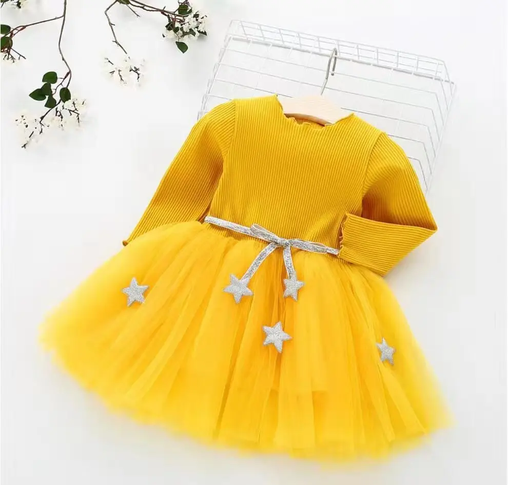 Little maven 2024 Autumn Girls Party Dresses New Children Mesh Princess Long Sleeve Dresses for Kids Clothes