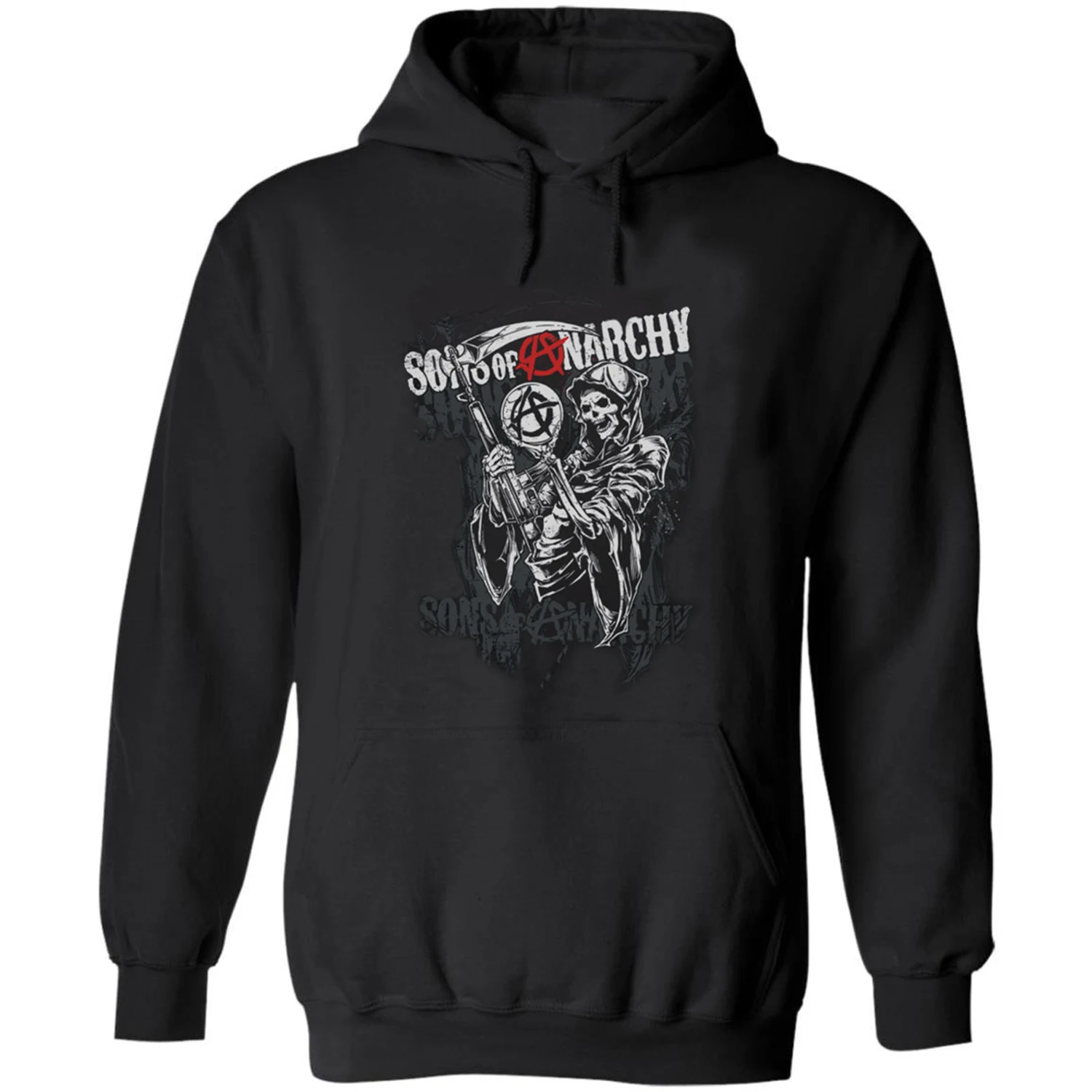 

Retro Anarchy Symbol SOA Grim Reaper Motorcycle Rider Pullover Hoodie New 100% Cotton Casual Mens Sweatshirts Fashion Streetwear