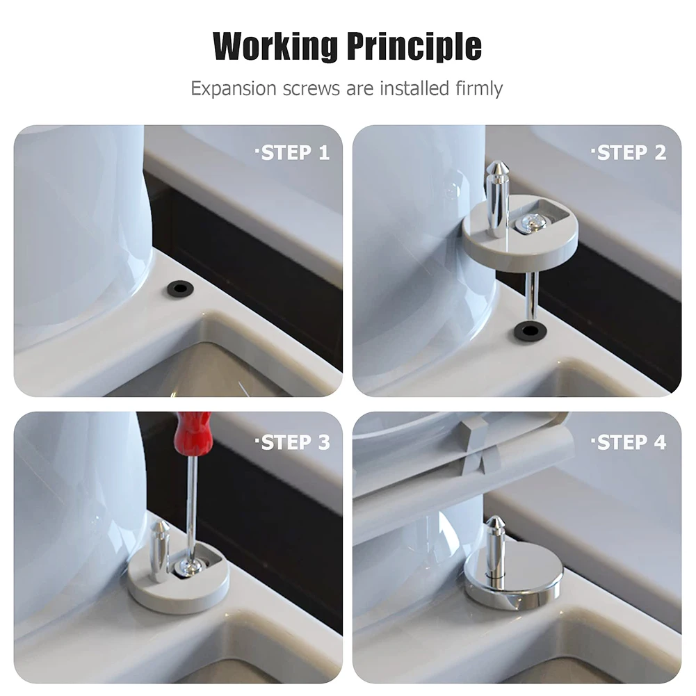 Toilet Seat Bolts & Screws Quick Release Top Hinge Fixings Expanding Rubber Top Nut Screws Universal Toilet Seat Replacement Kit