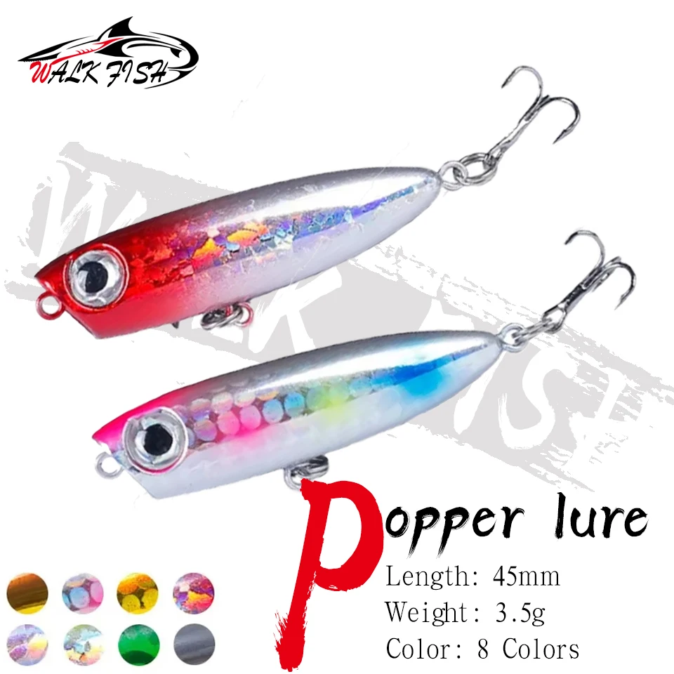 WALK FISH 1 Stück 45mm 3,5g Popper Pencil Köder Oberflächenköder Schwimmköder für Pesca Wobbler-Köder Harter Kunstköder Meeresfischen