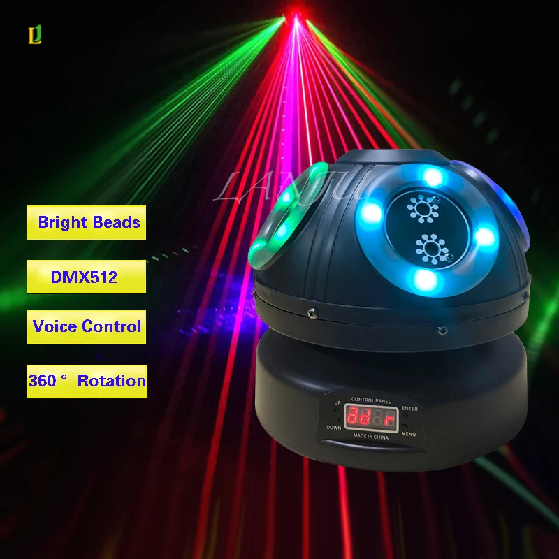 Professional DJ Laser Mushroom Lamp LED RGB 3IN1 Halo Beam Projection Light DMX Voice Control Disco Eurocup Party Stage Lighting