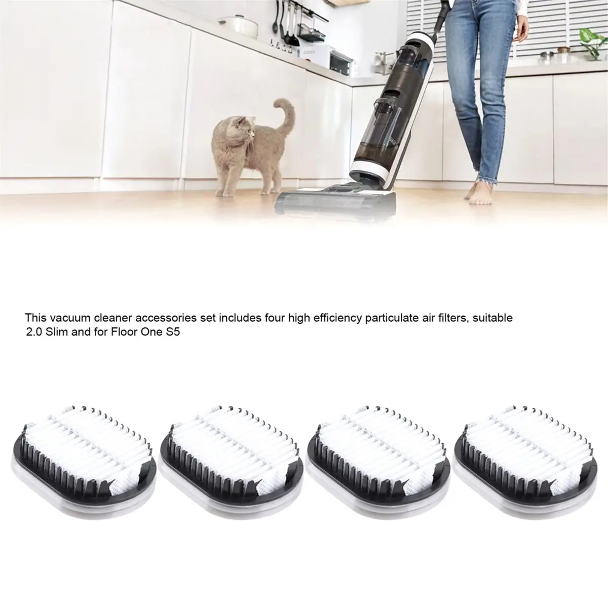 4PCS Vacuum Cleaner High Efficiency Particulate Filter Assembly for 2.0 Slim Floor One S5 COMBO Filter Set