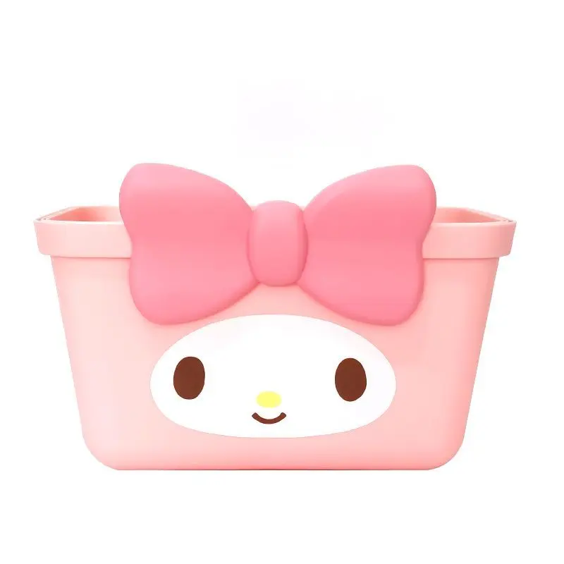 Miniso Kawaii Cute Storage Basket Cartoon Cinnamoroll Kuromi Melody Hellokittys Large Capacity Portable Sundries Storage Basket