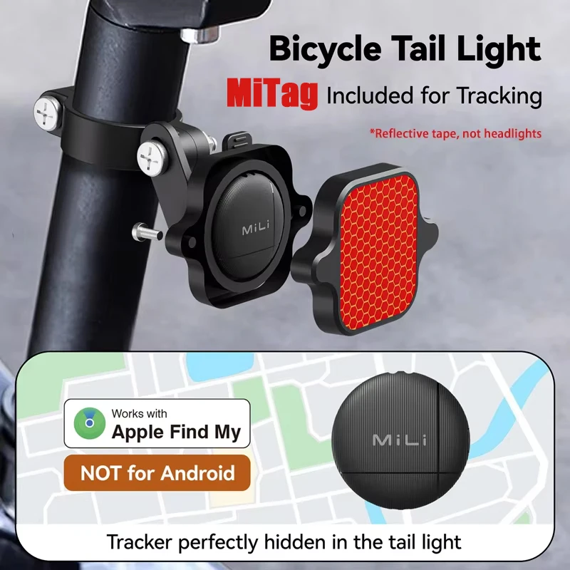 

Mitag Велосипед Airtag Tracker Светоотражающий кронштейн Дорожный велосипед Скрытый локатор Анти-потерянный кронштейн Предупреждающая лампа