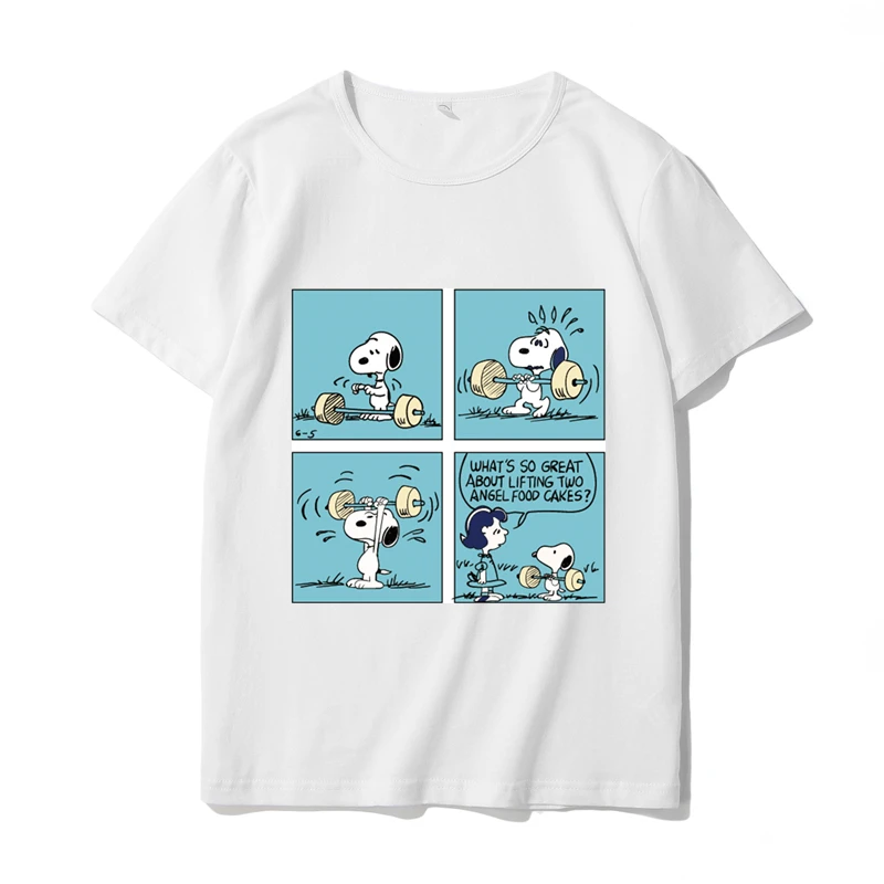 

Summer Children Cartoon Pattern Snoopy Short Sleeve T-shirt Men's and Women's Loose Pure Cotton Cute Pure Cartoon Top