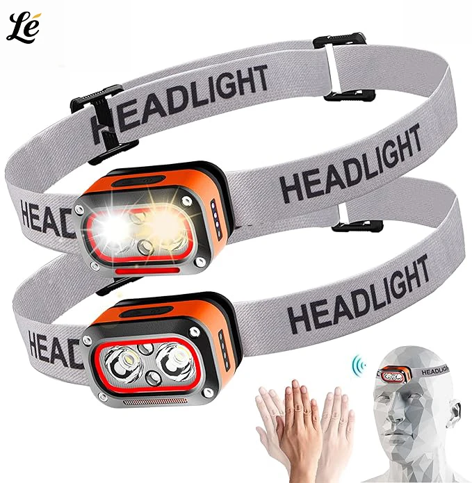 

Rechargeable Ultra Bright Headlamp - Waterproof Motion Sensor LED Light For Running Fishing Hiking And Camping Adventures