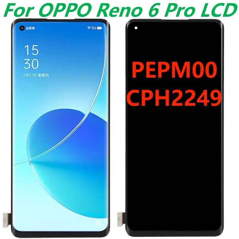 Original 6.55'' For Oppo Reno 6 Pro 5G PEPM00 CPH2249 LCD Display Touch Screen Digitizer Assembly Replacement