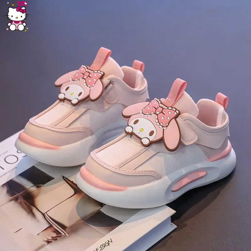 Sanrio-zapatos deportivos para niña, calzado informal antideslizante con parte inferior gruesa My Melody, zapatos individuales, moda de princesa de dibujos animados, cómodos y bonitos ﻿