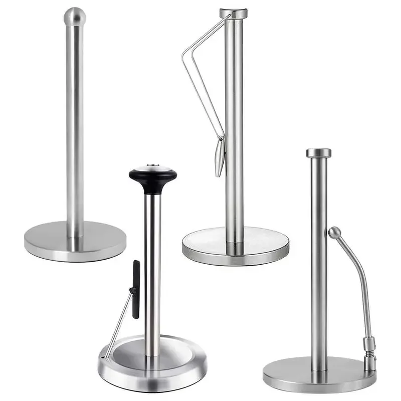 

Stainless Steel Vertical Paper Towel Holder Stand For Home Kitchen Countertop Living Room Napkins Paper Roll Holder Storage Rack