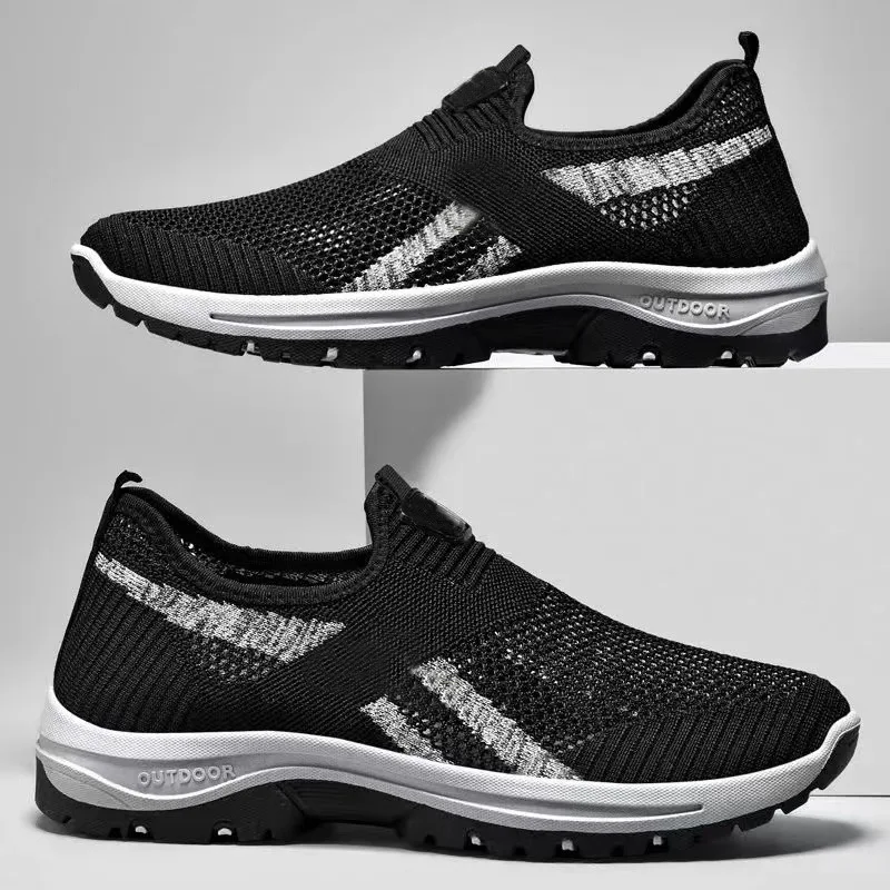 Men's Casual Walking Shoes Breathable Non-slip Comfortable Driving Shoes Slip-on Platform Shoes Lightweight Mesh Sneakers